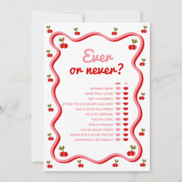 Aldrig eller aldrig Retro Cherry-duschkort Inbjudningar