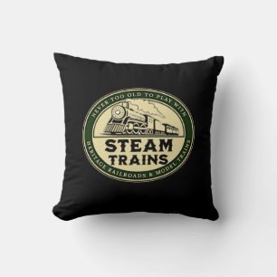 Aldrig för gammal för att leka med Steam Tåg Railr Kudde
