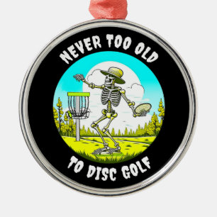 Aldrig för gammalt för att skivgolf   Skeleton Thr Julgransprydnad Metall
