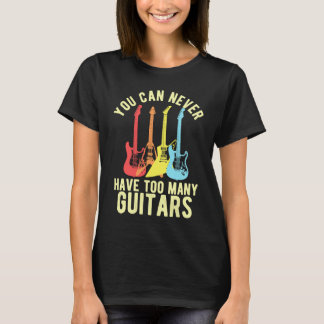 Aldrig För Många Gitarrer Musiker Gitarr Gitarri T Shirt