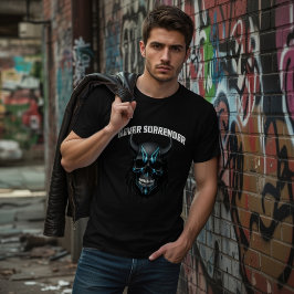 Aldrig Ge Cyperpunk Skalle T-Shirt