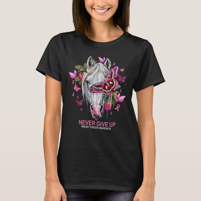 Aldrig ge för att öka medvetenheten om bröstcancer t shirt (Framsida)