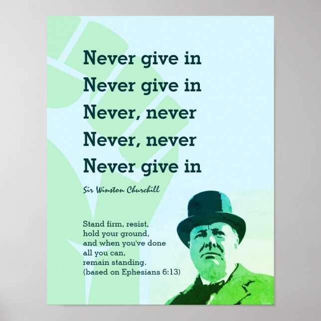 ALDRIG GE I Churchill | STAND FIRM Ephesian 6 Poster (Framsidan)
