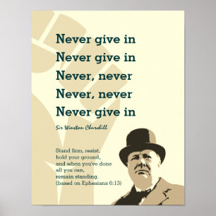 ALDRIG GE I Churchill STAND FIRM Ephesian 6 Poster