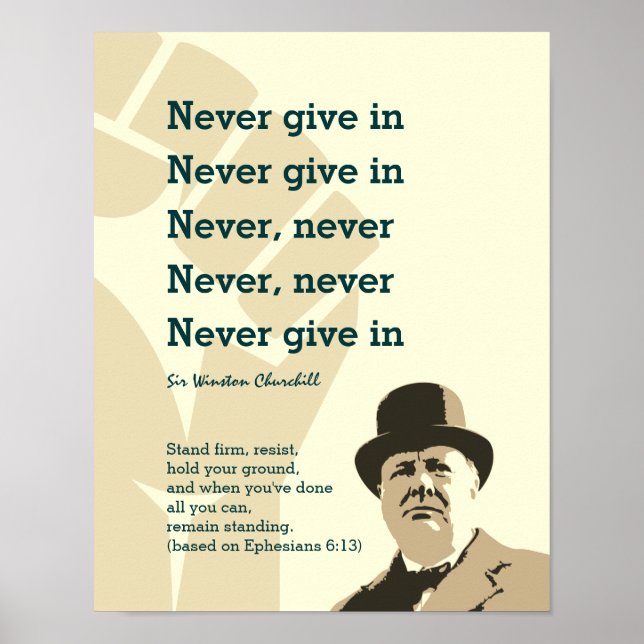 ALDRIG GE I Churchill | STAND FIRM Ephesian 6 Poster (Framsidan)