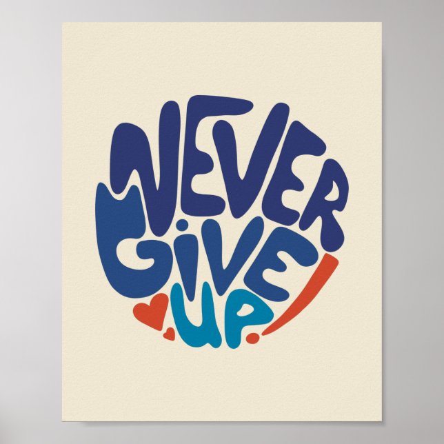 Aldrig Ge Up - Blue and Red Birthday Citote Poster (Framsidan)