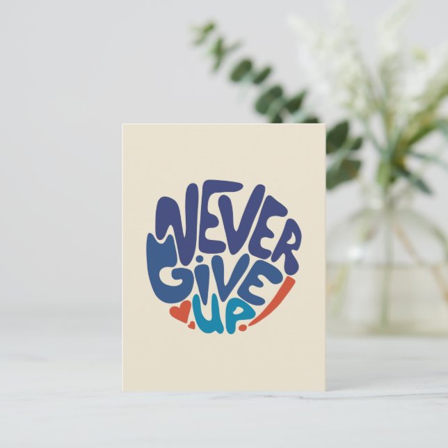 Aldrig Ge Up - Blue and Red Birthday Citote Vykort (Stående Fram)