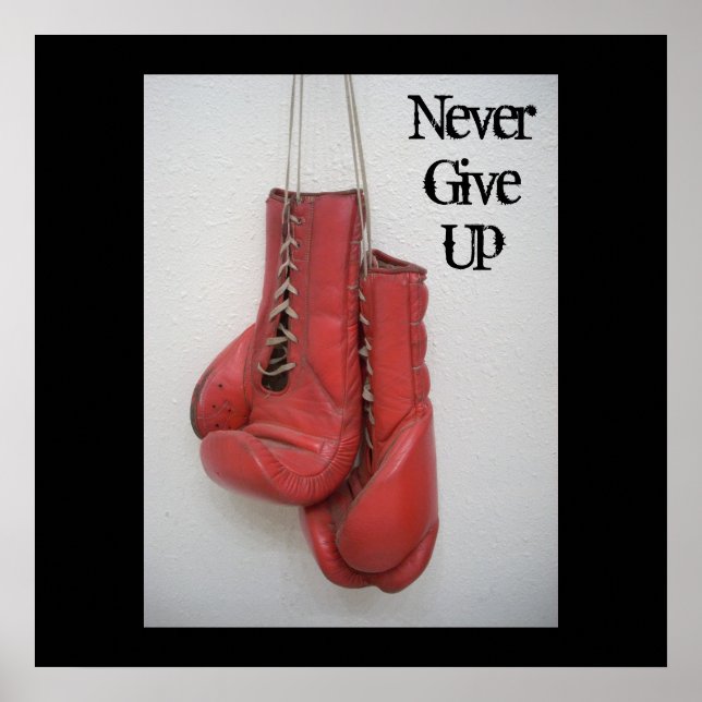 Aldrig Ge Up-Boxing Glove CANVAS Poster (Framsidan)
