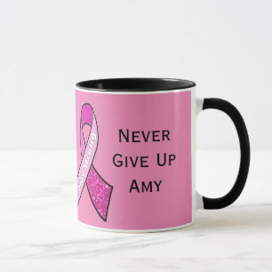 "Aldrig Ge Up" Bröstcancer Personlig mugg