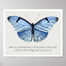 Aldrig Ge Up Butterfly Inspirational Art Print