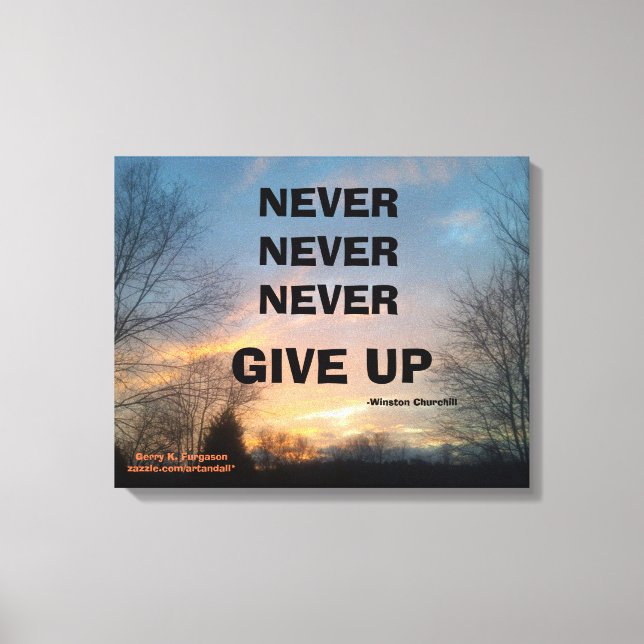 ALDRIG GE UP CHURCHILL WRAPPED CANVAS UTSKRIFT (Framsida)