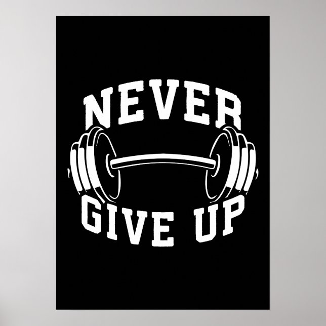 Aldrig Ge Up - Dumbbell - Workout Gym Motivation Poster (Framsidan)