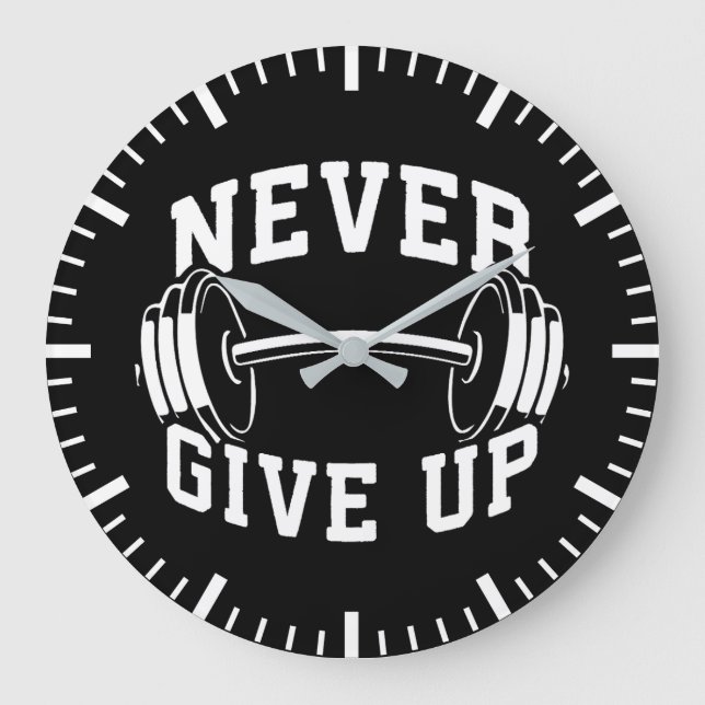 Aldrig Ge Up - Dumbbell - Workout Gym Motivation Stor Klocka (Framsida)