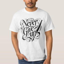 Aldrig Ge Up - Elegant Calligraphy Design T-Shirt