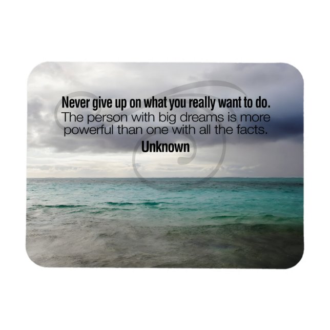 "Aldrig ge up" - flexibel inspirationsoffert Magnet (Horisontell)