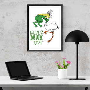 Aldrig Ge Up Frog Chog Bird Fototryck