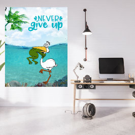 Aldrig Ge Up Frog Chog Bird Fototryck
