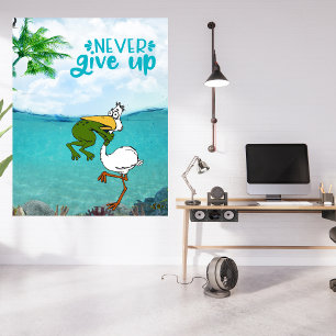 Aldrig Ge Up Frog Chog Bird Fototryck