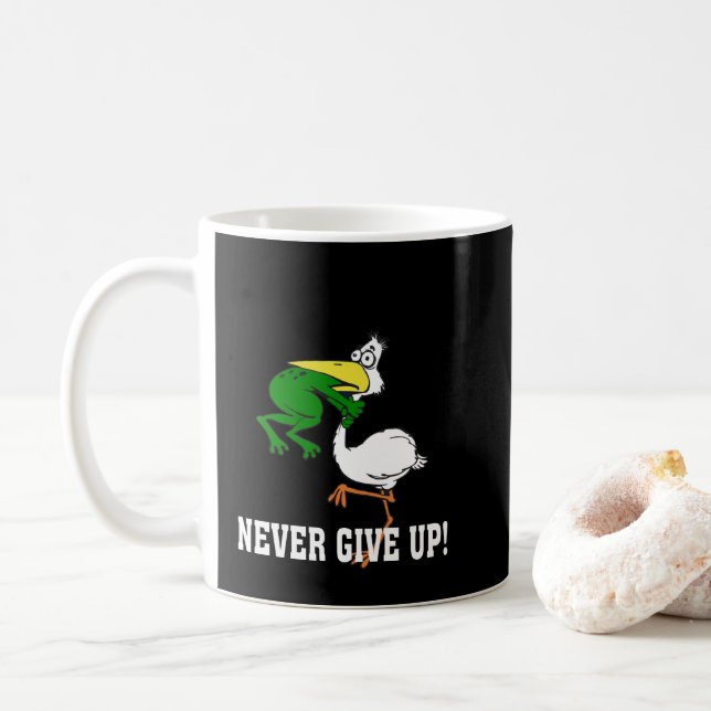 Aldrig Ge Up Frog Chog Bird Kaffemugg (Med munk)