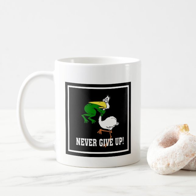 Aldrig Ge Up Frog Chog Bird Kaffemugg (Med munk)