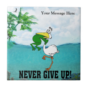 Aldrig Ge Up Frog Chog Bird Kakelplatta