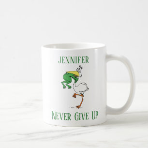 Aldrig Ge Up Frog Chog Bird Namn Kaffemugg