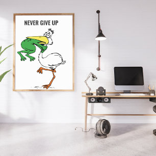 Aldrig Ge Up Frog Chog Bird Poster