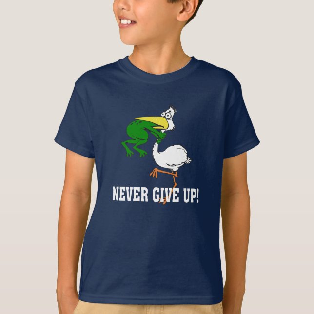 Aldrig Ge Up Frog Chog Bird T-shirt (Framsida)
