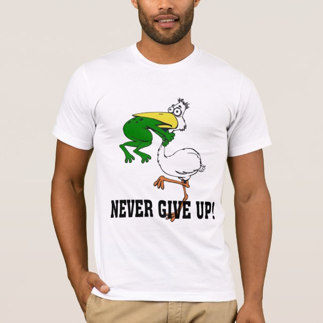 Aldrig Ge Up Frog Chog Bird Tee Shirt (Framsida)