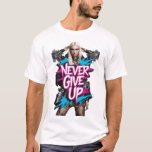 Aldrig Ge Up Graffiti Quote T-Shirt