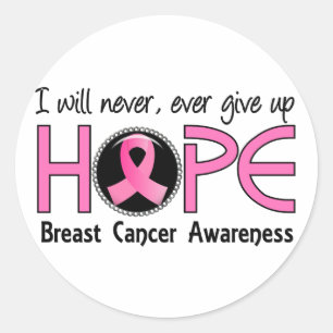Aldrig Ge up Hope 5 Breast Cancer Runt Klistermärke