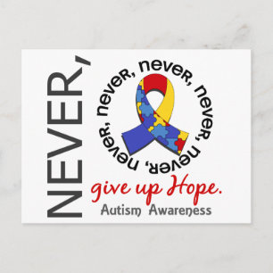Aldrig Ge Up Hope Autism Vykort
