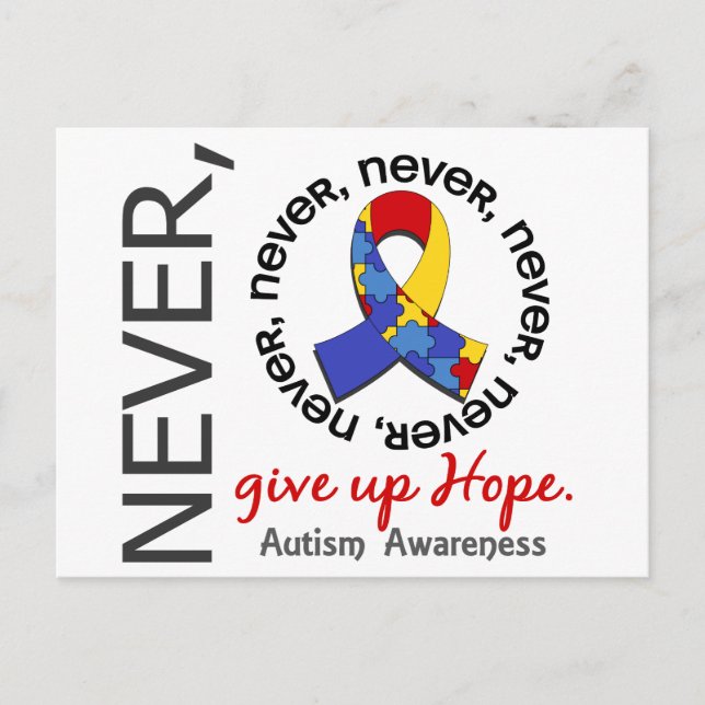 Aldrig Ge Up Hope Autism Vykort (Framsida)