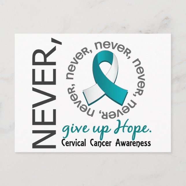 Aldrig Ge Up Hope Cervical Cancer Vykort (Framsida)