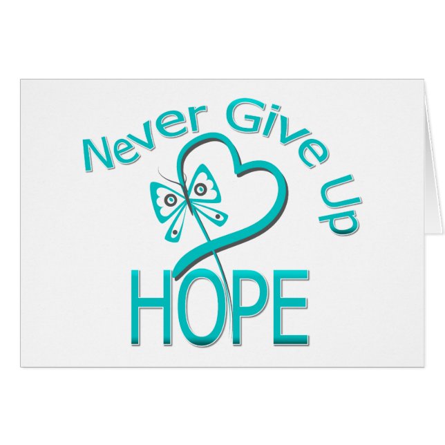 Aldrig Ge Up Hope Ovarian Cancer Hälsningskort (Framsidan Horizontal)