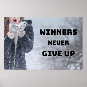 "Aldrig Ge Up", inspirationell väggkonst Poster