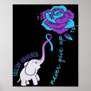 Aldrig Ge Up Lycklig Suicide Awareness Support Gra Poster