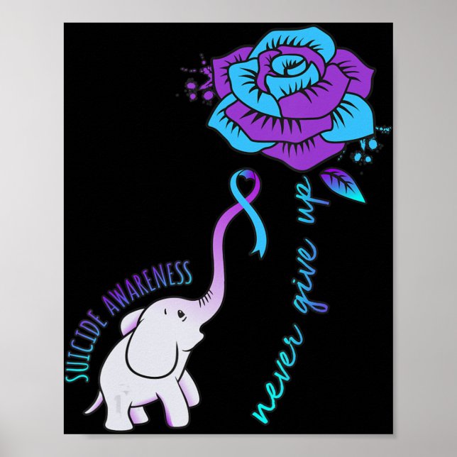 Aldrig Ge Up Lycklig Suicide Awareness Support Gra Poster (Framsidan)