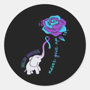 Aldrig Ge Up Lycklig Suicide Awareness Support Gra Runt Klistermärke