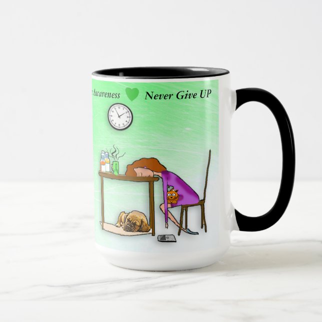 Aldrig Ge Up Lyme Disease Warrior Coffee Mugg (Höger)