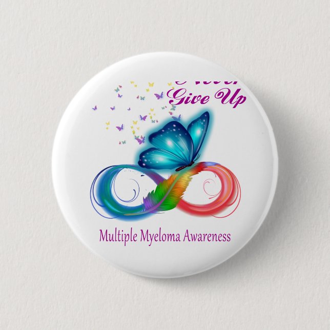 Aldrig Ge Up Många Myeloma Awareness Knapp (Framsida)