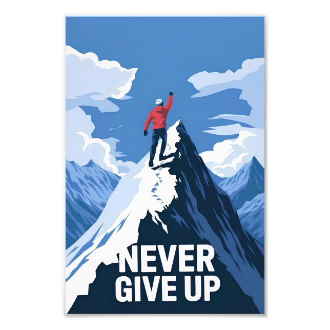 Aldrig Ge Up-motivationen Fototryck (Framsidan)
