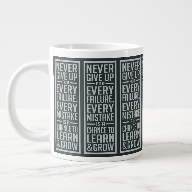 ALDRIG GE UP-motivationsjumbo mugg Jumbo Mugg (Vänster)
