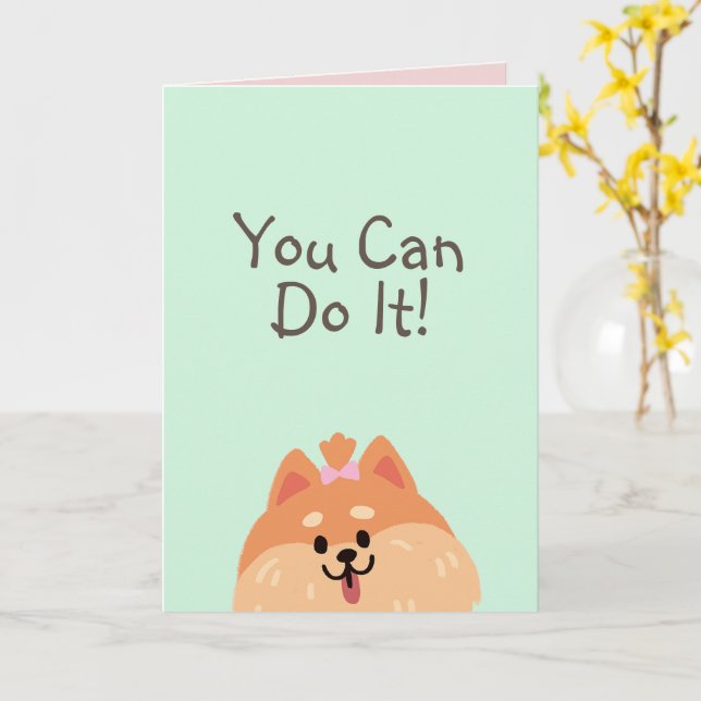 Aldrig Ge Up och Cute Hund Card Kort (Gul blomma)