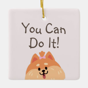 Aldrig Ge Up och Cute Puppy Keramic Ornamic Julgransprydnad Keramik
