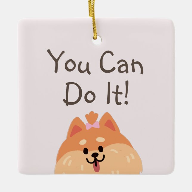 Aldrig Ge Up och Cute Puppy Keramic Ornamic Julgransprydnad Keramik (Framsida)