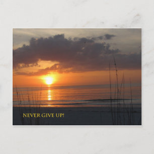 Aldrig Ge Up Orange Sunset Beach Vykort