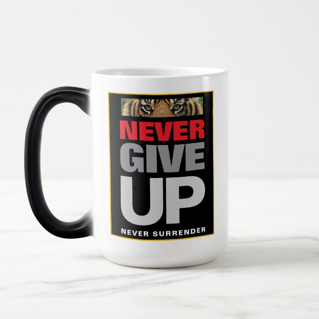 Aldrig Ge up överger aldrig Motiveringsframgången Magisk Mugg (Vänster)
