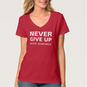 Aldrig Ge Up-överlämnande Womens V-Nacke Deep Red T Shirt
