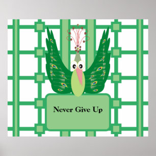 Aldrig Ge Up Peacock Planner Poster
